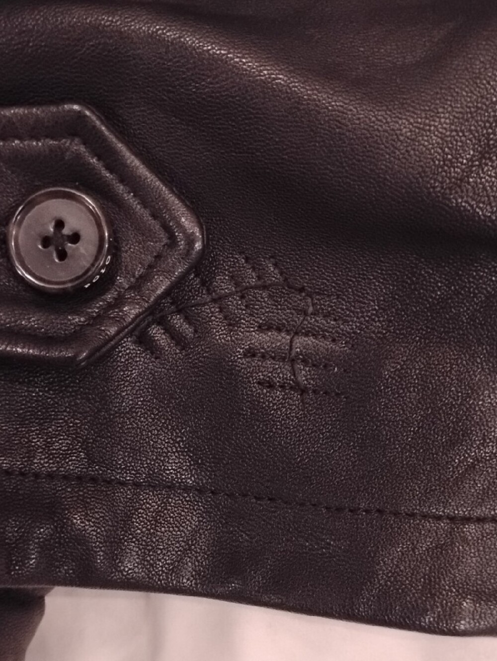 Ralph Lauren Black Leather Moto Jacket With Flannel Interior - Picture 4 of 4
